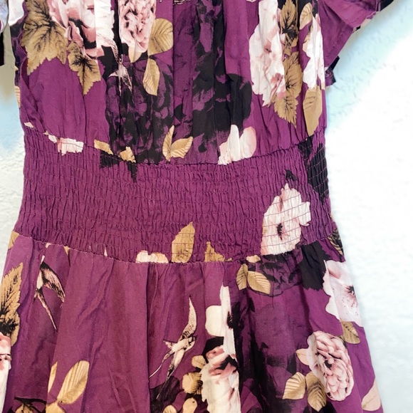 Purple Floral Off Shoulder Maxi Dress With Slits Size XS/M - Picture 2 of 5
